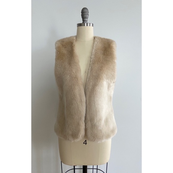 BCBG Beige Faux Fur Vest - Picture 2 of 5